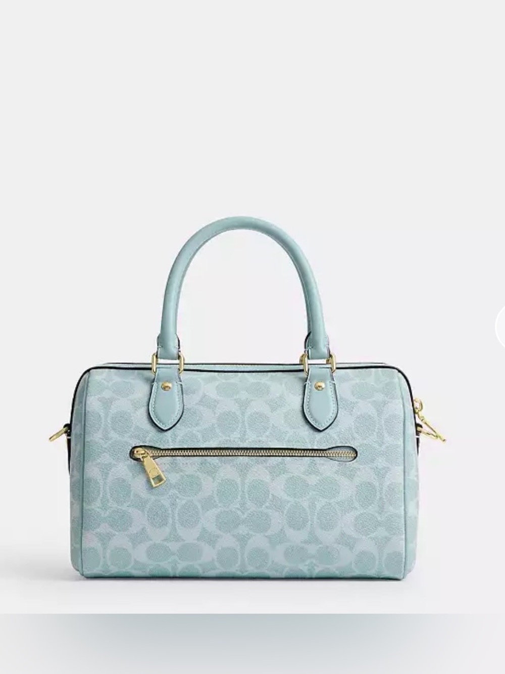 🩵Coach NWT Light Blue Signature C Canvas Rowan Satchel with Gold Hardware - Picture 2 of 10